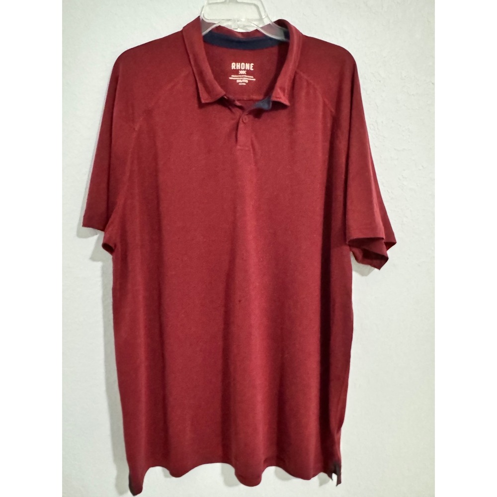 RHONE Mens Red Short Sleeve Collared Polo Shirt Big Tall‎ XXL